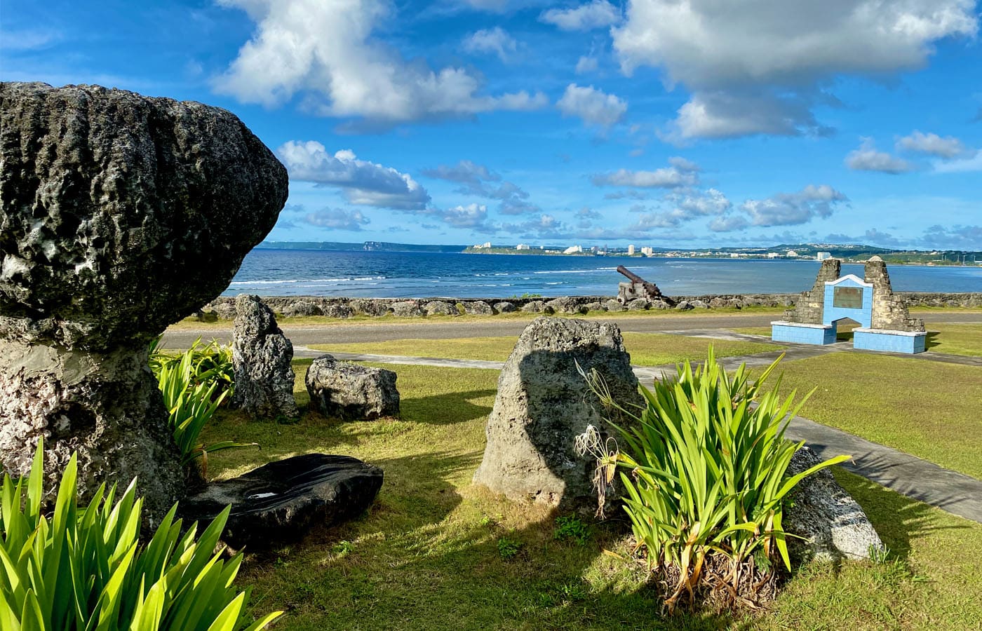 Latte stones and ocean view